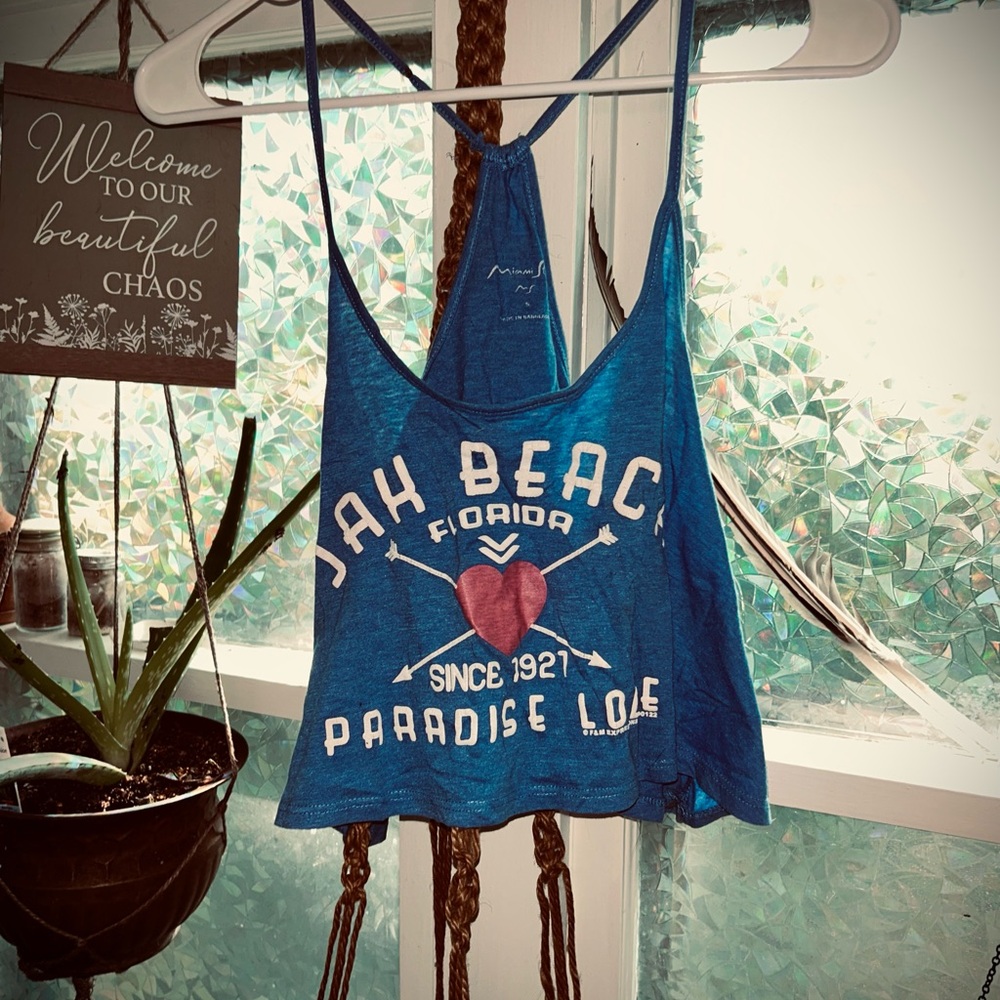 Hot Miami Styles Blue Graphic Crop Top